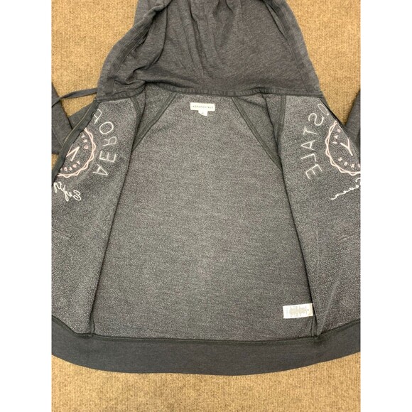 Vintage Aeropostale Hoodie Womens M NY 87 Spell-Out Logo Raglan Fleece Zip-Up - Picture 4 of 11